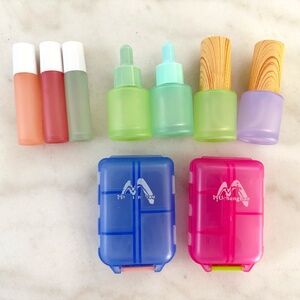 Travel Set with Frosted Matte Pastel Glass Bottles